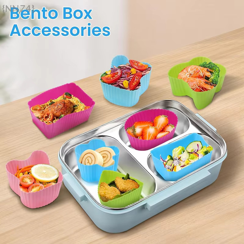 8 Stück Silikon-Lunchbox-Trennblätter von JETTING in Multicolour, quadratische Lebensmittelteiler für Bento-Boxen und Cupcake-Liner - Bild 1