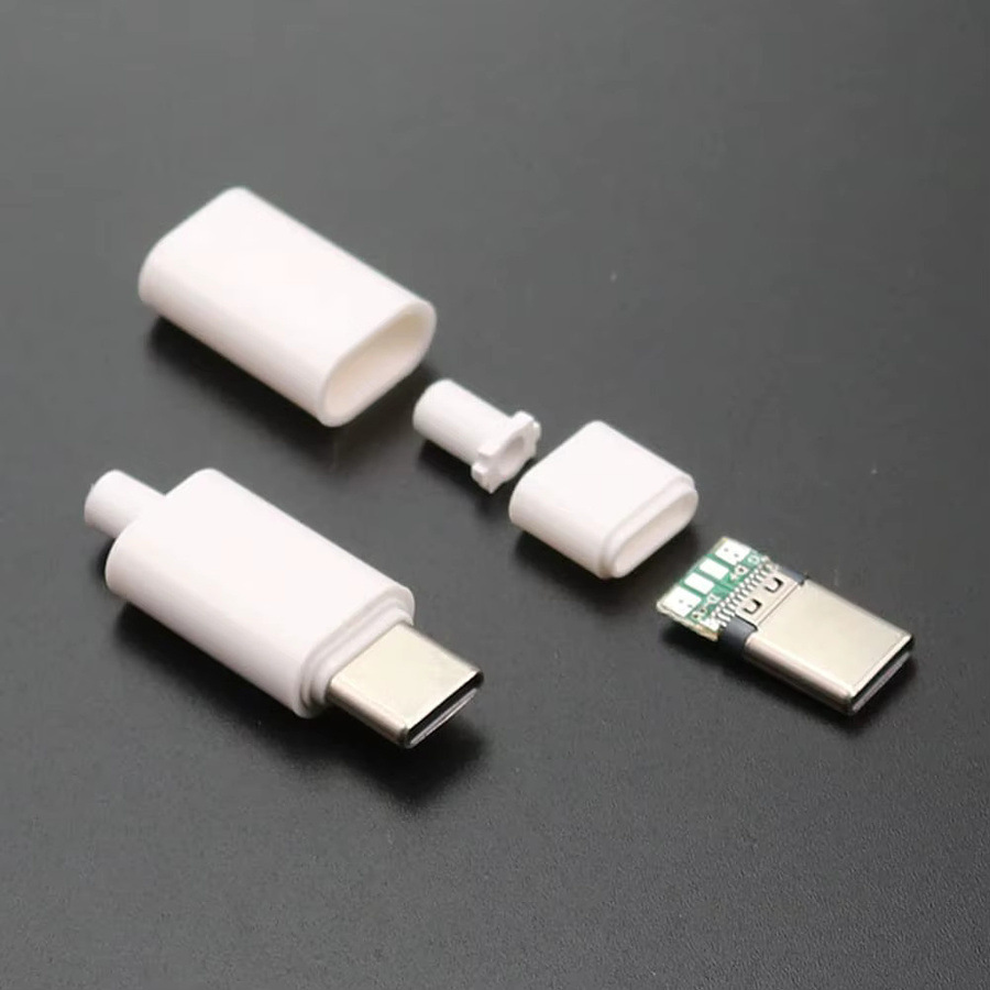 AOKIN USB Typ C Stecker 3.1 3A Schnelllade Connectors Elektrische Terminals zum Schweißen DIY Zubehör, Weiß, 5 oder 10 Stück - Bild 3