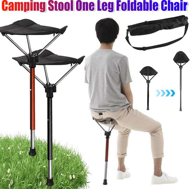 APWIKOGER Teleskop Camping Hocker Dreieck Hocker Schwarz faltbar und einstellbar für Outdoor und Strand - Bild 1