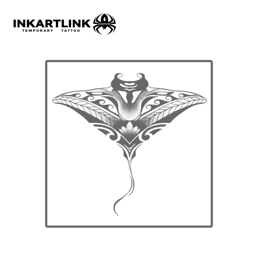 INKARTLINK Devil Fish Dark Tattoo Aufkleber, Deep Sea Devil Ray Totem - Bild 4