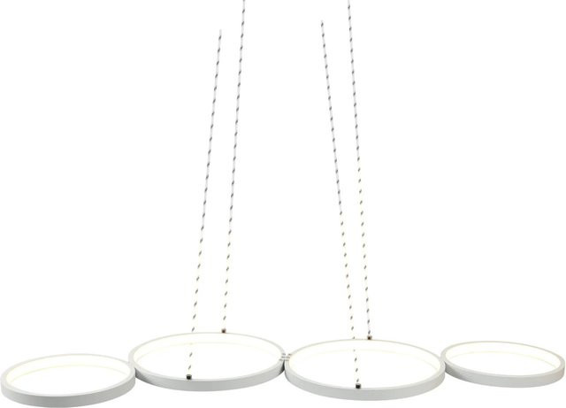 NETTLIFE Moderne LED-Pendelleuchte in Weiß mit 4 Ringen aus Metall, dimmbar mit Fernbedienung, Durchmesser: 88 cm - Bild 1