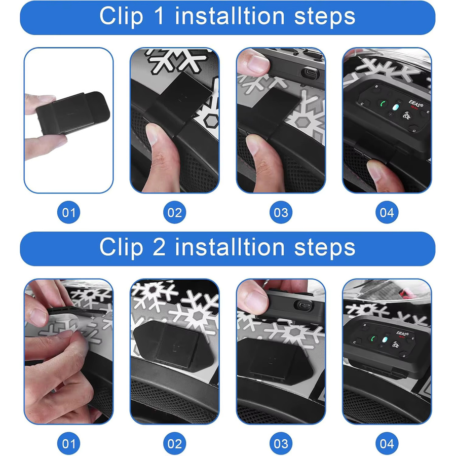 EJEAS Q7 Original Montage Clip für EJEAS V4 PLUS, V6 PRO+, V7 und Q8 Motorrad Helm Intercom in Schwarz - Bild 4