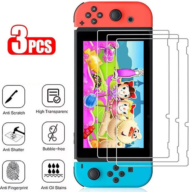 Displayschutzfolie aus gehärtetem Glas für Nintendo Switch, Switch Lite und Switch OLED, transparent - Bild 1