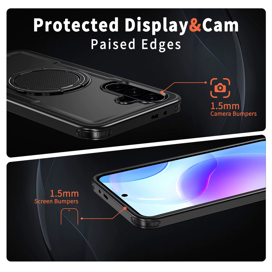 DIXSG Handyhülle mit 360 Grad drehbarer magnetischer Metallhalterung für Samsung Galaxy A-Serie in Schwarz oder Rot - Bild 3