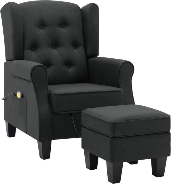 vidaXL Massagesessel mit Hocker in Dunkelgrau aus Stoff - Bild 1