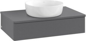 V&B Waschtischunterschrank Antao mit Frontstruktur und Beleuchtung, Farbe: Anthrazit, B/T/H: 80 x 50 x 19 cm - Bild 1