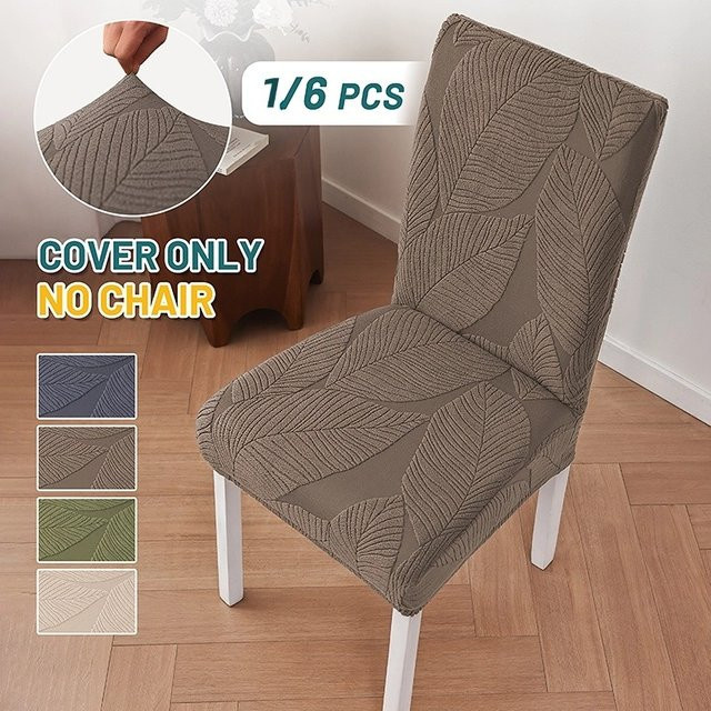 Yupartex Jacquard Stuhlhussen im nordischen Stil mit floralem Muster, Farbe Grün, 6er Set - Bild 1
