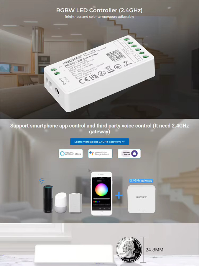 MiBoxer LED-Controller FUT038S+FUT089 RGBW für COB- und LED-Streifen, 2,4GHz RF Wireless, DC12-24V - Bild 2