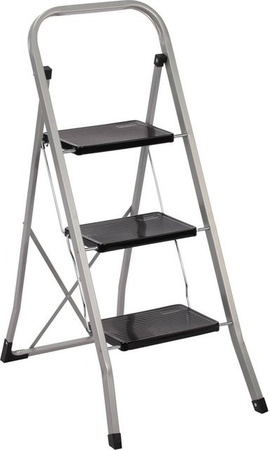Axentia Klapptritt aus Stahl in Silber und Schwarz, B/H/T: 75 x 104 x 46 cm