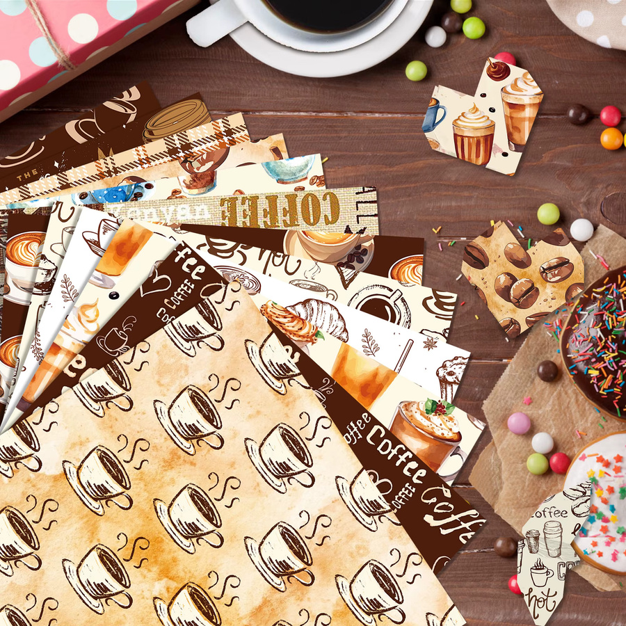 Kaffee Thema Scrapbooking Papier Set für DIY Handwerk und Origami, B: 30 cm, Mehrfarbig - Bild 4
