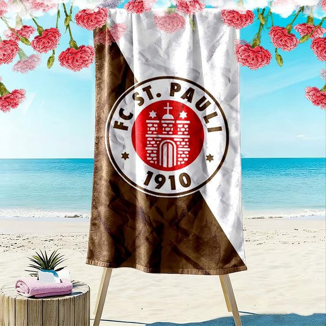 St. Pauli FC Print Strandtuch von wanghengyao, weiches und schnelltrocknendes Handtuch für Strand und Camping, Mehrfarbig, B: 70 cm, L: 140 cm - Bild 1