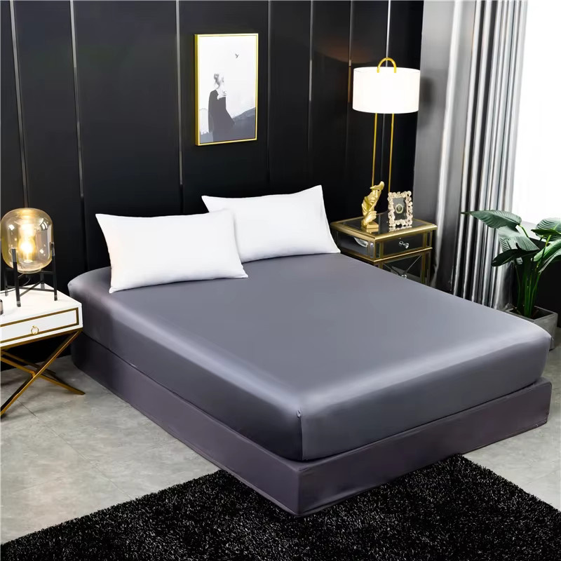 Spannbettlaken aus Naturseide von CHA YU PAI in Beige oder Grau für Doppel- und Kingsize-Betten, Breite: 90 cm, Tiefe: 190 cm - Bild 1