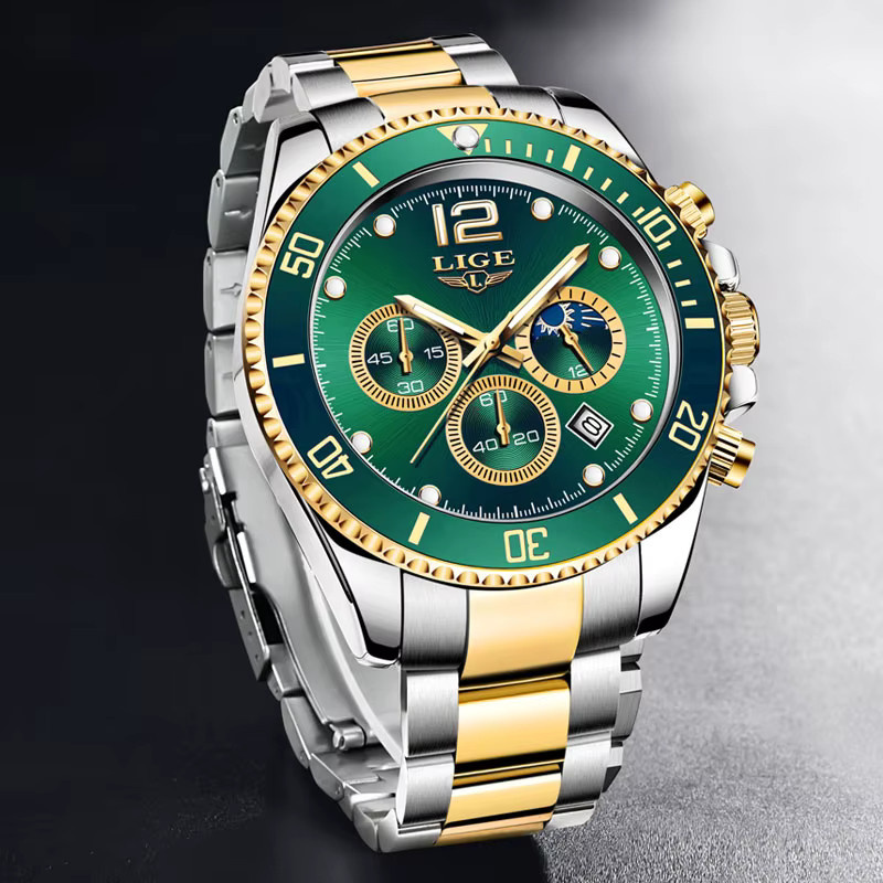 LIGE Chronograph, Quarz, Edelstahl, Blau, Herren - Bild 2
