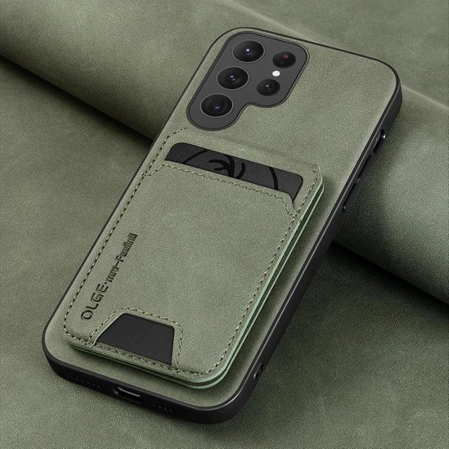 PU-Leder Geldbörse und Kartenhalter Handyhülle für Samsung Galaxy S24 Ultra S23 S22 S21 Note 20 Plus in Grün - Bild 1