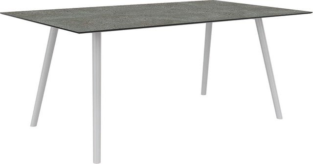Stern Tisch Interno mit konischem Rundrohrgestell aus Aluminium und Silverstar 2.0 Flint Tischplatte, Farbe Weiß/Grau, B/T: 180 x 100 cm - Bild 1