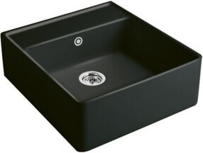 Villeroy & Boch Einbauspüle Spülstein-Einzelbecken aus Keramik in Graphit Schwarz mit CeramicPlus Beschichtung - Bild 1