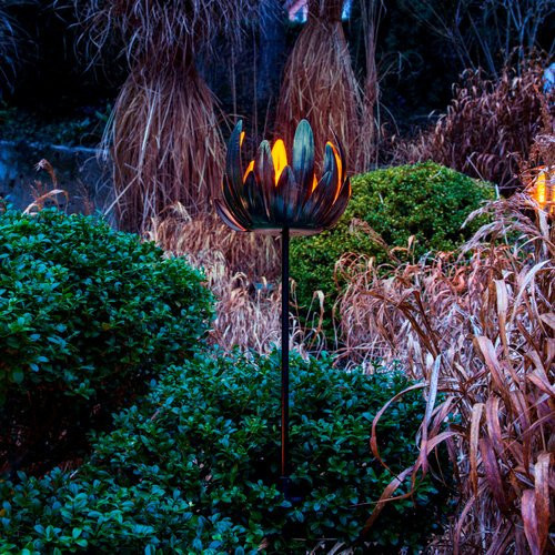 Näve LED-Solar-Erdspieß Blume in Kupfer/Braun, Höhe: 90 cm - Bild 2