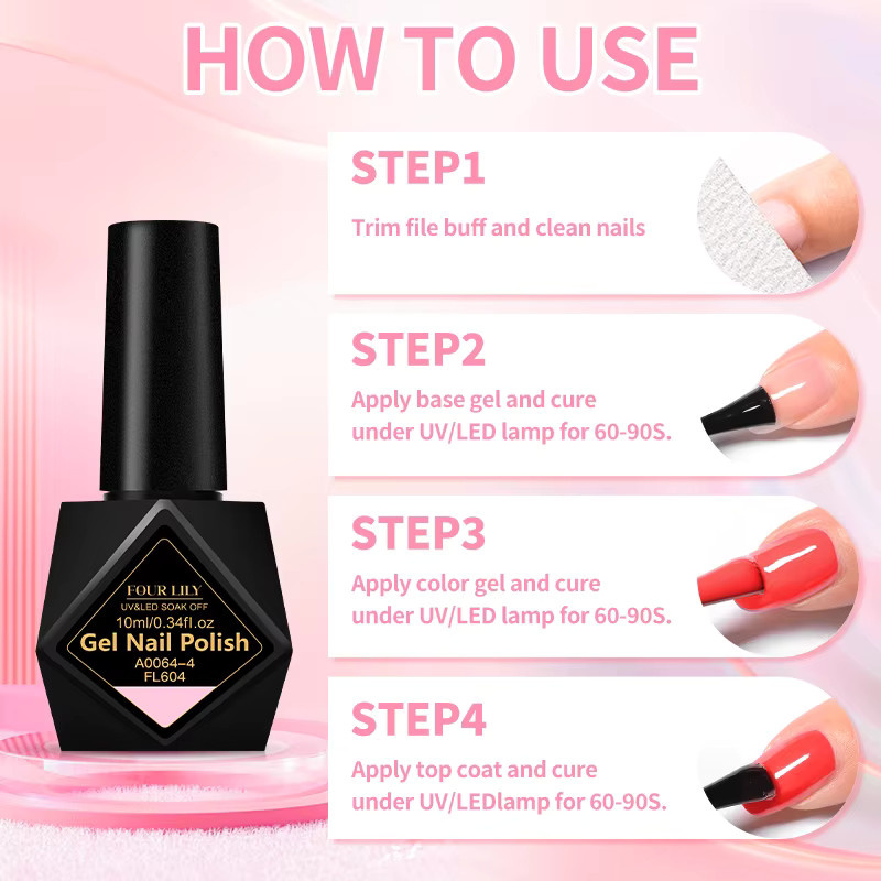 Four Lily Gel-Nagellack-Set, 9-teilig, Glänzend, Mehrfarbig - Bild 1