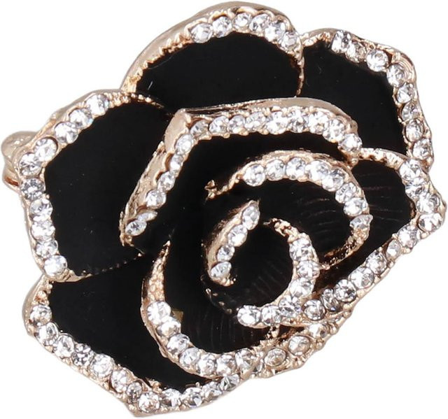 Brosche Kamelienform, Strass, schwarz, Damen - Bild 1
