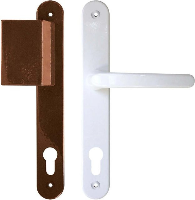 Roro Drücker-Garnitur Typ CR in Aluminium, Weiß-Braun, 92 mm - Bild 1