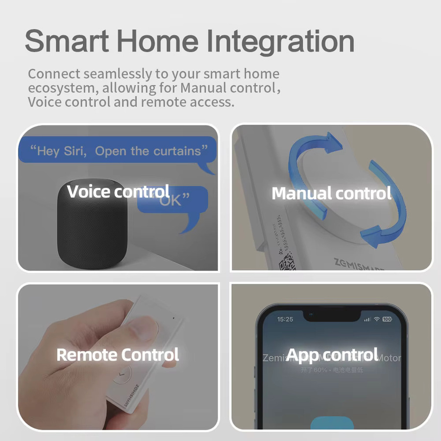 ZemiSmart Matter Thread Rolladenmotor MTP1, wiederaufladbar, Farbe: Weiß, kompatibel mit Homey, HomeKit, Google Home Assistant und SmartThings - Bild 2