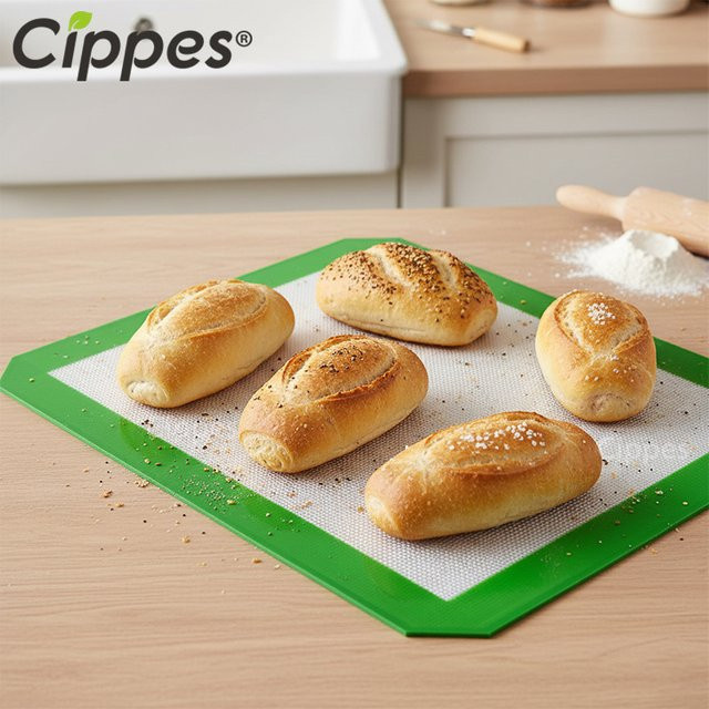 Cippes Silikon-Backmatte in Grün, antihaftbeschichtet und wiederverwendbar für Kekse und Brot - Bild 1