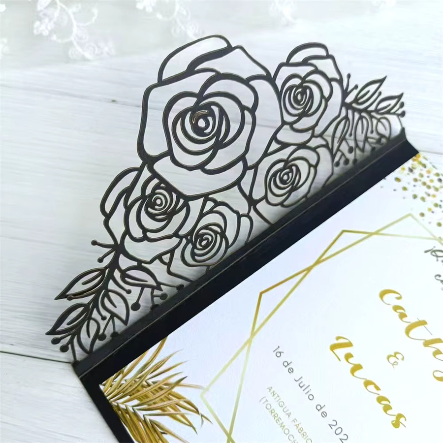 50 Stück Blumen-Laser-Einladungskarten-Ordner mit Taschenumschlag von Msinvitation Store für Hochzeit, Verlobung oder Geburtstag - Bild 4