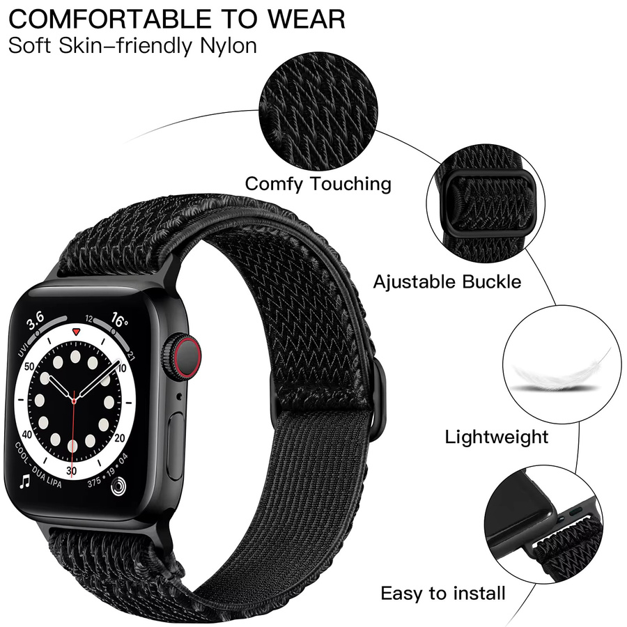 Apple Uhrenarmband, Nylon, Schwarz, Unisex - Bild 2