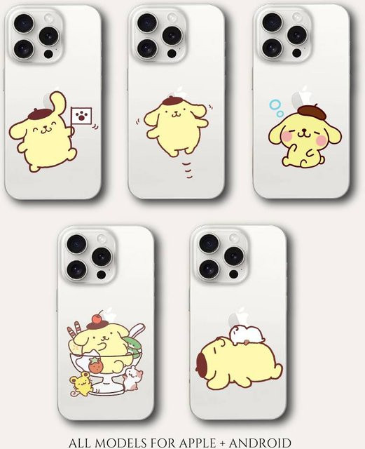 P-Pom Pom Purin Handyhülle für Apple iPhone 11 bis 17 Pro Max, transparente weiche Schutzhülle - Bild 1