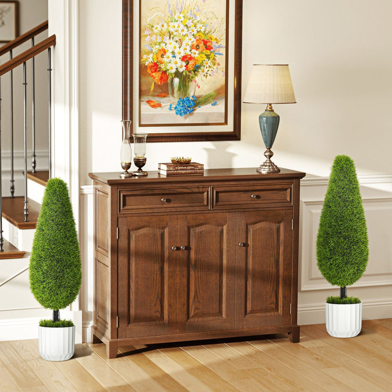 HOMCOM Kunstpflanze Zypresse 2er-Set grün mit Topf für Indoor und Outdoor, B/T/H: 12 x 12 x 90 cm - Bild 2