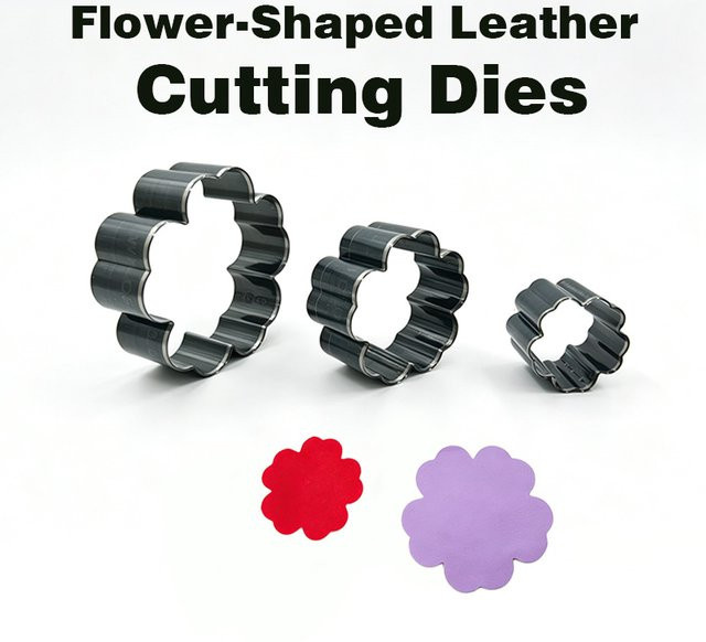 Dreiteiliges Set Metall-Stanzformen aus Kohlenstoffstahl in Silber für Wellenmuster und achtblättrige Blumen zur Gestaltung von Haaraccessoires, Ohrringen und Lederwaren - Bild 1