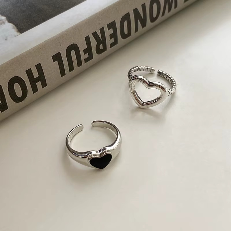 Ring Herz Vintage, Schwarz, Silber, Damen - Bild 4