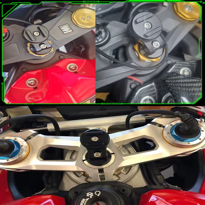 Sungukun Motorrad Handyhalterung für den Vorbau mit Schnellverriegelung und Aufkleber in Schwarz - Bild 3