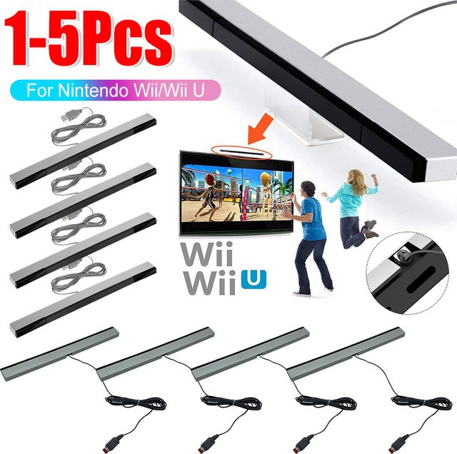 Ersatz Sensor Bar mit USB-Stecker für Nintendo Wii und Wii U, IR-Signal Empfänger Zubehör, Schwarz - Bild 1