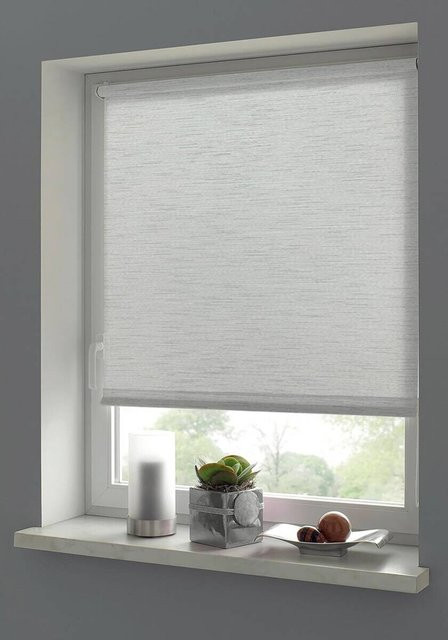 Boviva Klebe- und Klemmrollo Lino in Silbergrau, halbtransparent aus Polyester, Breite: 75 cm, Höhe: 150 cm - Bild 1