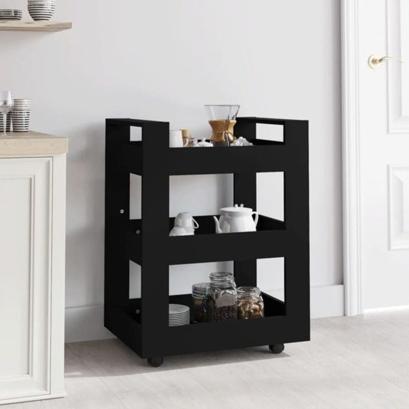 Küchenwagen von Vidaxl in Schwarz aus Holzwerkstoff, B/T/H: 60 x 45 x 80 cm - Bild 1