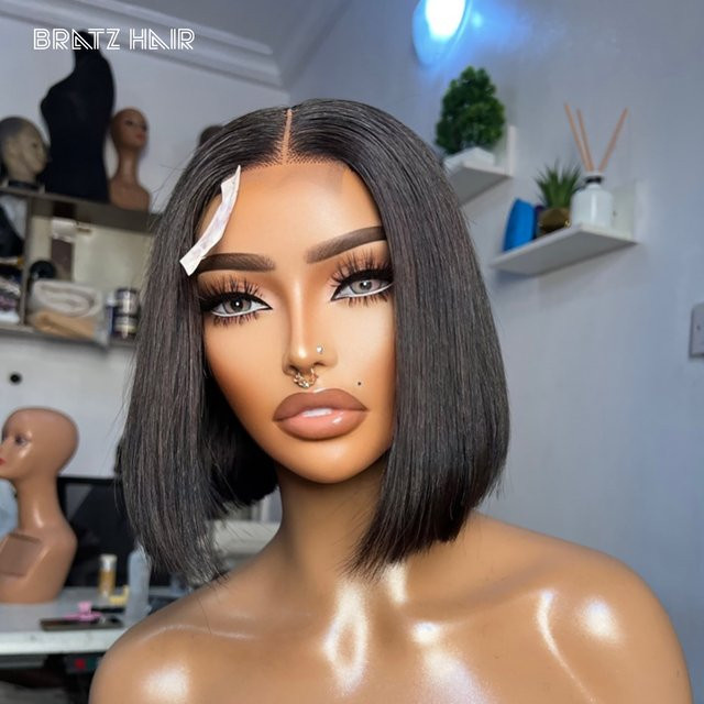 Bratz Hair Bone Straight Lace Closure Bob Perücke, Naturfarbe - Bild 1