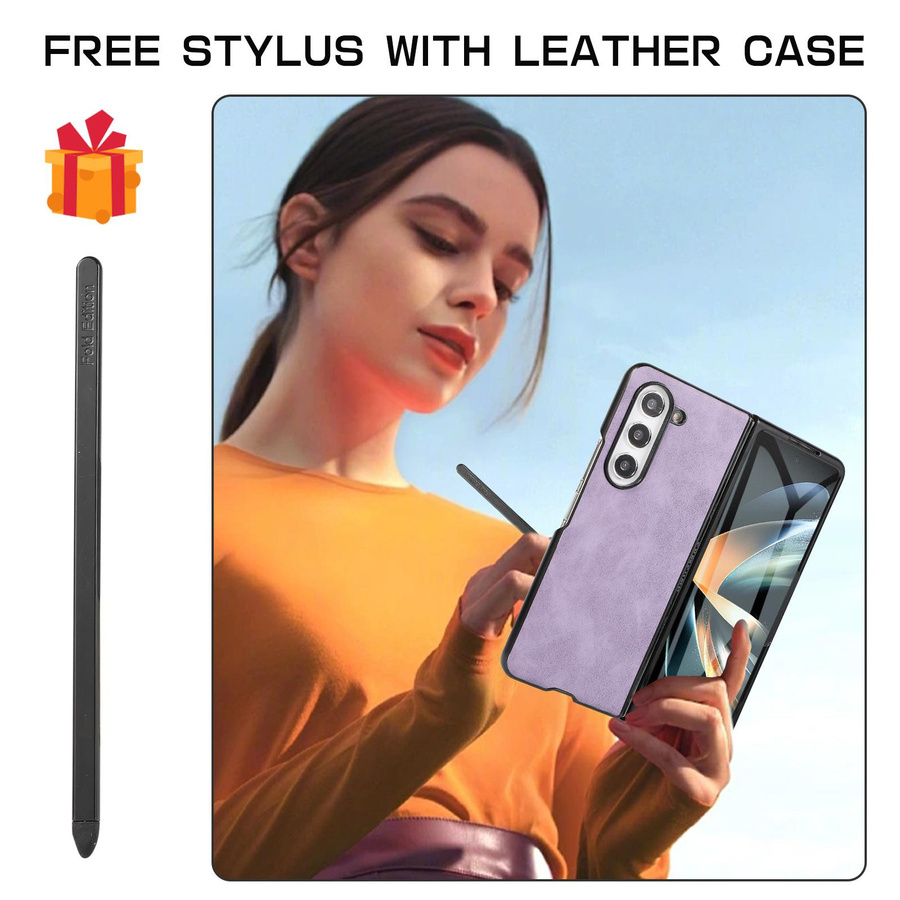 Stoßfeste Ledertasche mit Gürtelclip und S Pen Halterung für Samsung Galaxy Z Fold 5, Fold 4, Fold 3, Fold 2 5G in Lila von Bai Fen Bai-Digital 3C - Bild 2