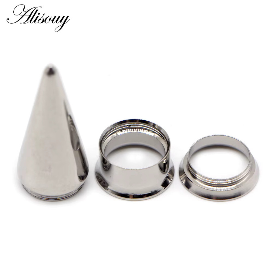Alisouy Ohrstöpsel und Tunnel-Dehner, Edelstahl, Silber, Unisex - Bild 2