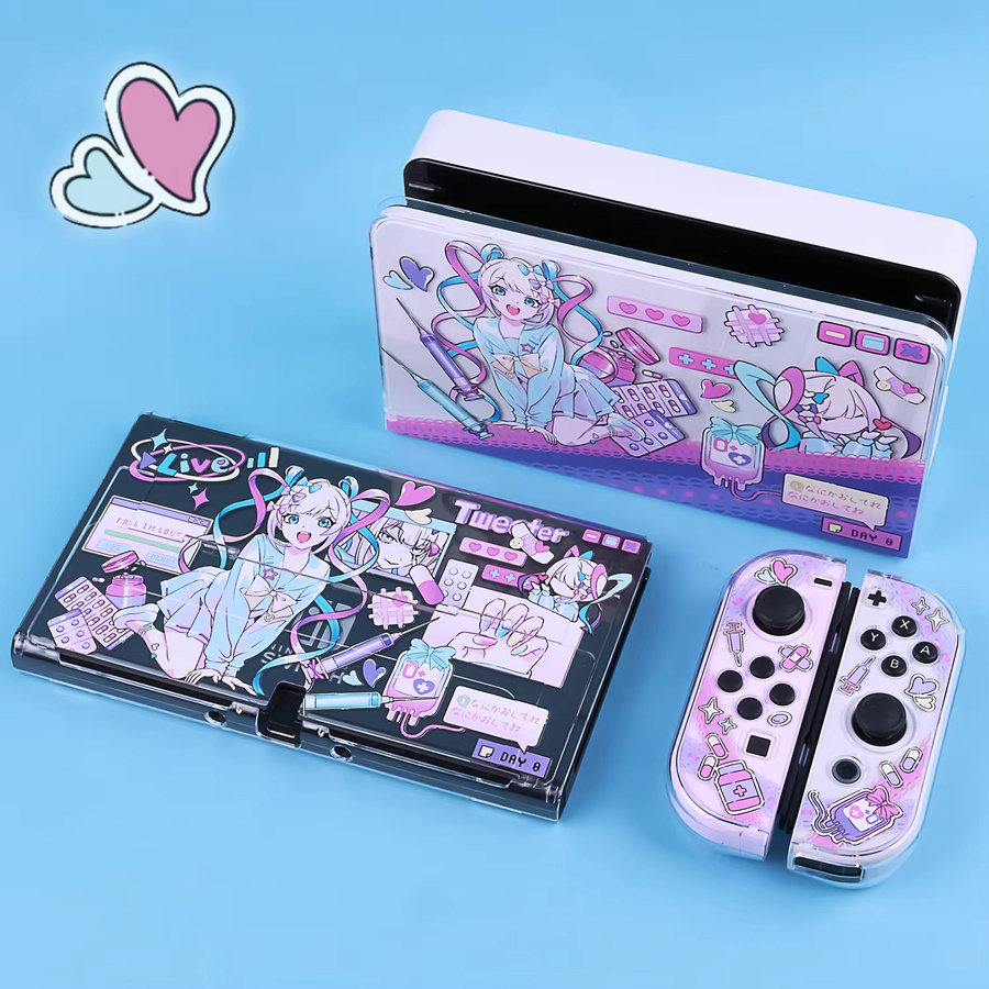 KAngel Schutzhülle für Nintendo Switch und Switch OLED, abnehmbare Hartschale Dock Cover und Aufbewahrungstasche, Multicolour - Bild 2