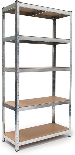 Relaxdays Schwerlastregal aus Metall und MDF, verzinkt, Farbe: Silber, H x B x T: 180 x 90 x 40 cm - Bild 1