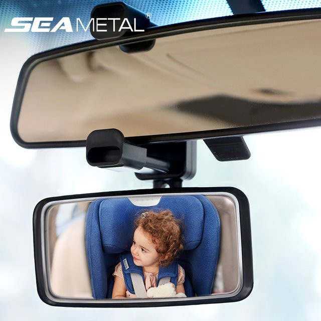 SEAMETAL Baby Rückspiegel für das Auto mit 360-Grad-Drehung und Weitwinkel-Funktion, Schwarz - Bild 1