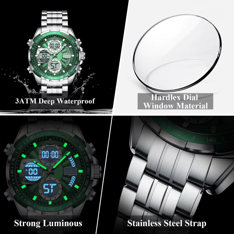 POEDAGAR Armbanduhr, Quarz, Edelstahl, Silber, Herren - Bild 4