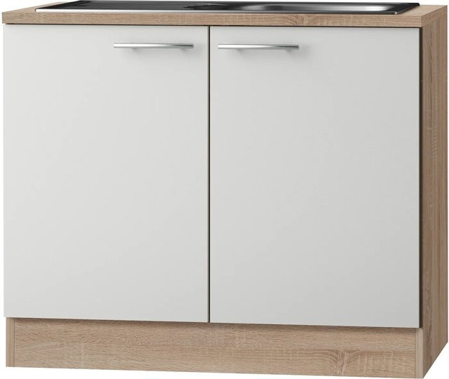 Optifit Küchen-Spülenunterschrank Dakar286 in Weiß-Eiche, B/T/H: 100 x 60 x 84,8 cm - Bild 1