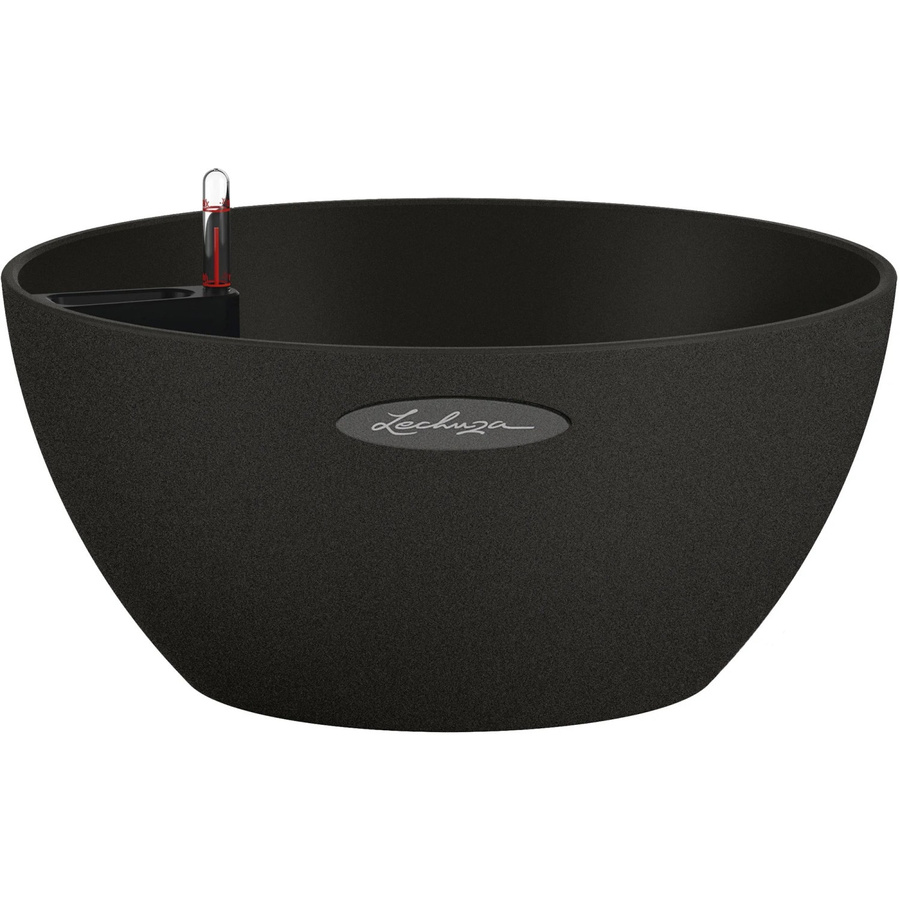LECHUZA Pflanzgefäß Cubeto Tabletop rund, Farbe: Graphit Schwarz, Durchmesser: 29,8 cm, Höhe: 13,5 cm - Bild 3