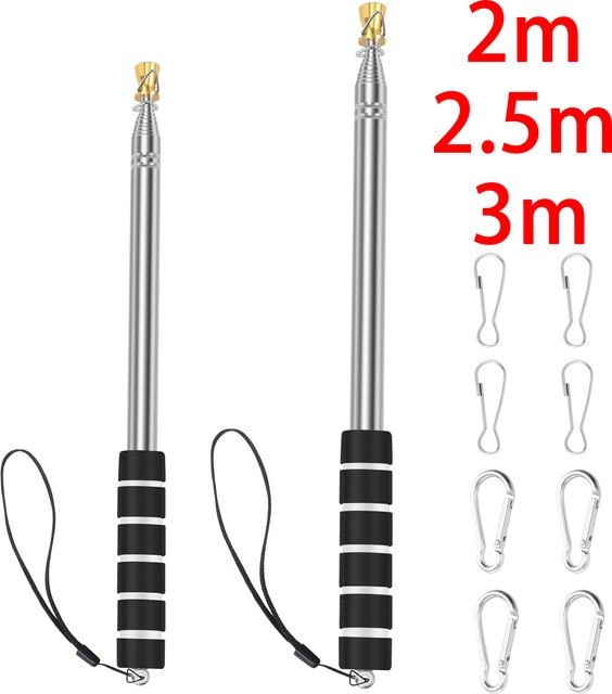 2er-Set Teleskop-Fahnenmast aus Edelstahl, ausziehbare Handheld-Fahnenstange in Silber - Bild 1