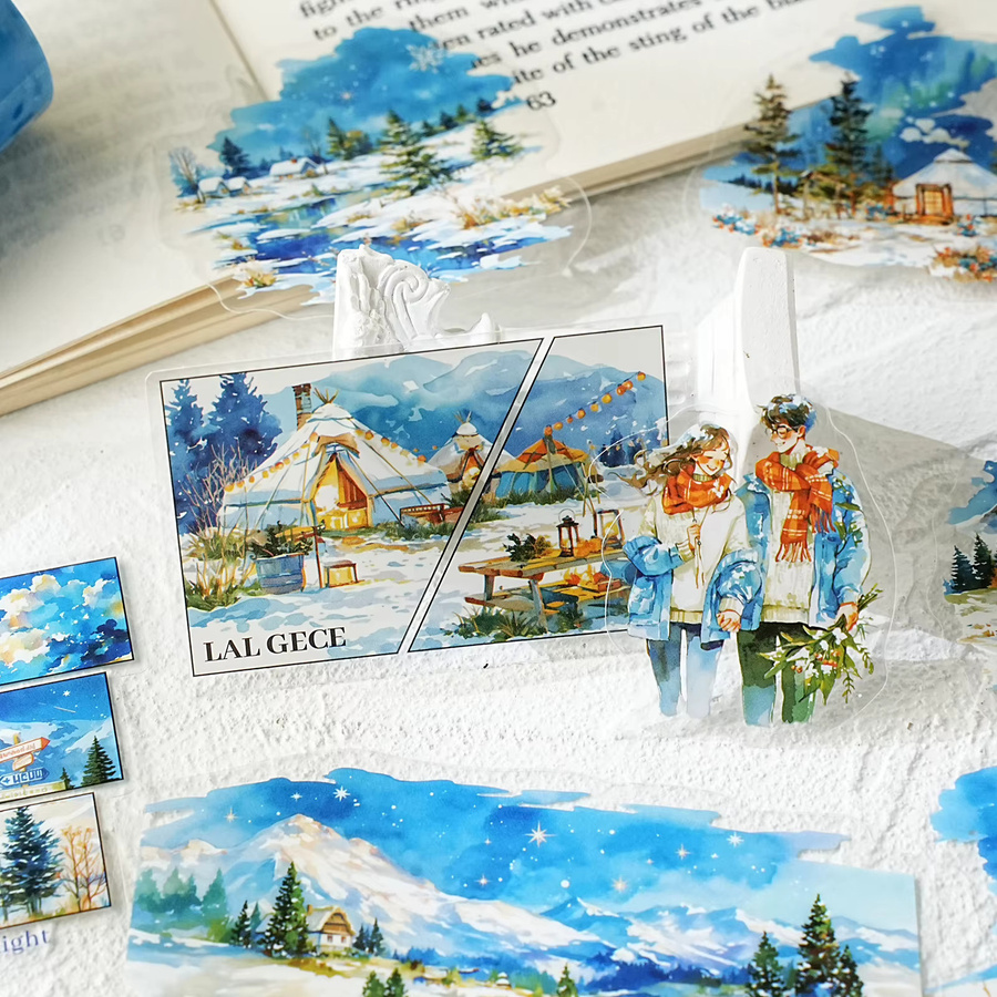 Etori Life Starry Night Hoshino Snow Trail Aufkleber-Set, 15-teiliges Set in Blau für Scrapbooking, Journal-Collage und Dekoration - Bild 4