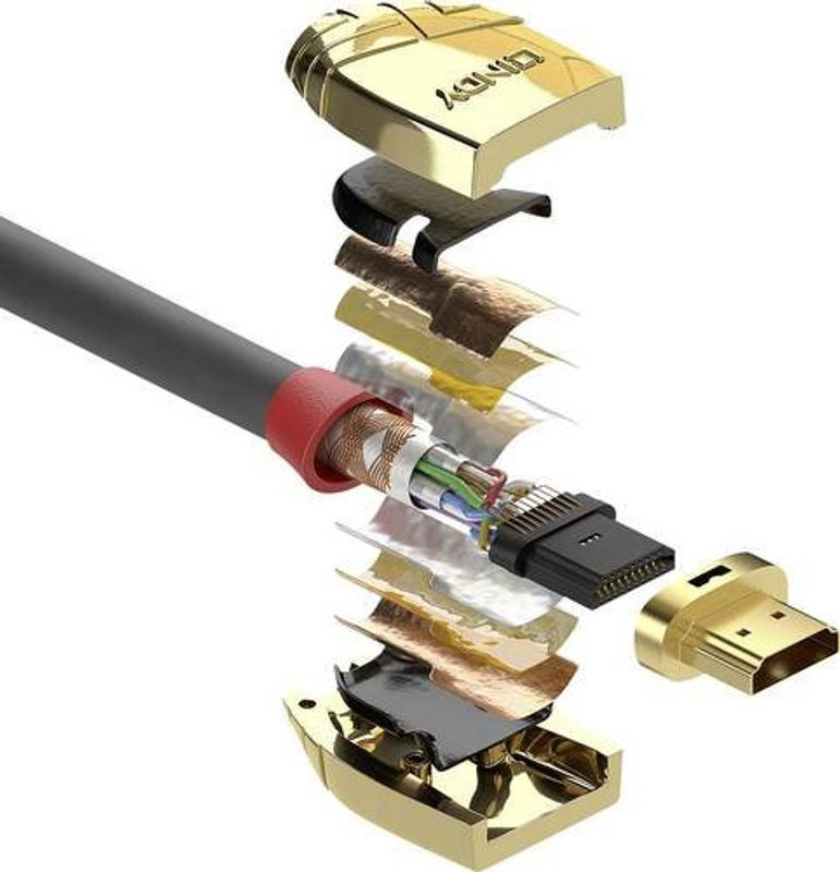 Lindy Gold Line HDMI Kabel mit Ethernet in Grau, 15,0 m, 4K Unterstützung - Bild 2