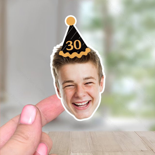 Personalisierte Fotopapier Aufkleber mit Gesicht für deine Geburtstagsfeier, bunte Party-Dekoration für verschiedene Altersstufen, 25 bis 40 Stück - Bild 1