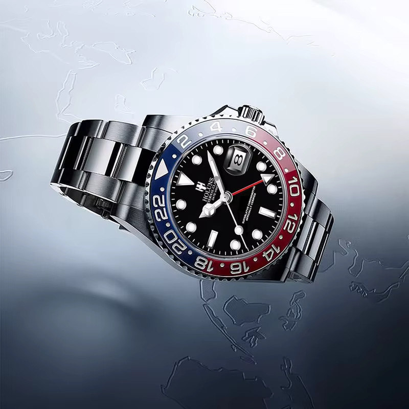 HOLUNS Armbanduhr Automatik, Edelstahl, Silber, Schwarz, Herren - Bild 4